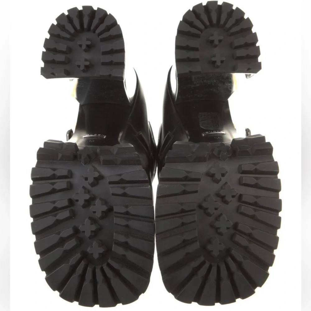 NEW GUCCI AUTHENTICATED ‘EBONY’ PLATFORM LEATHER MOTO BOOTS GUCCI - Picture 6 of 10